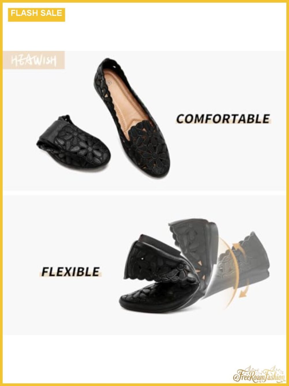 Floral Ballet Flats Slip On PU Leather Women's Comfort Dress Shoes - Picture 2 of 6